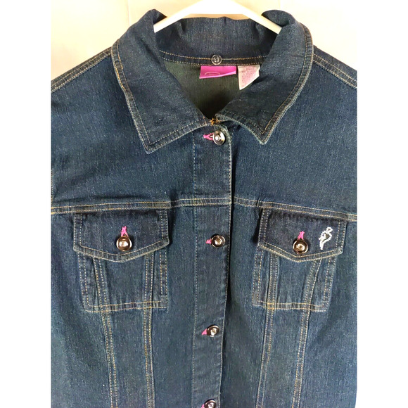 Cappagallo Women's Blue Jean Denim Jacket Button Up Size XL Cotton Spandex... - Picture 2 of 16